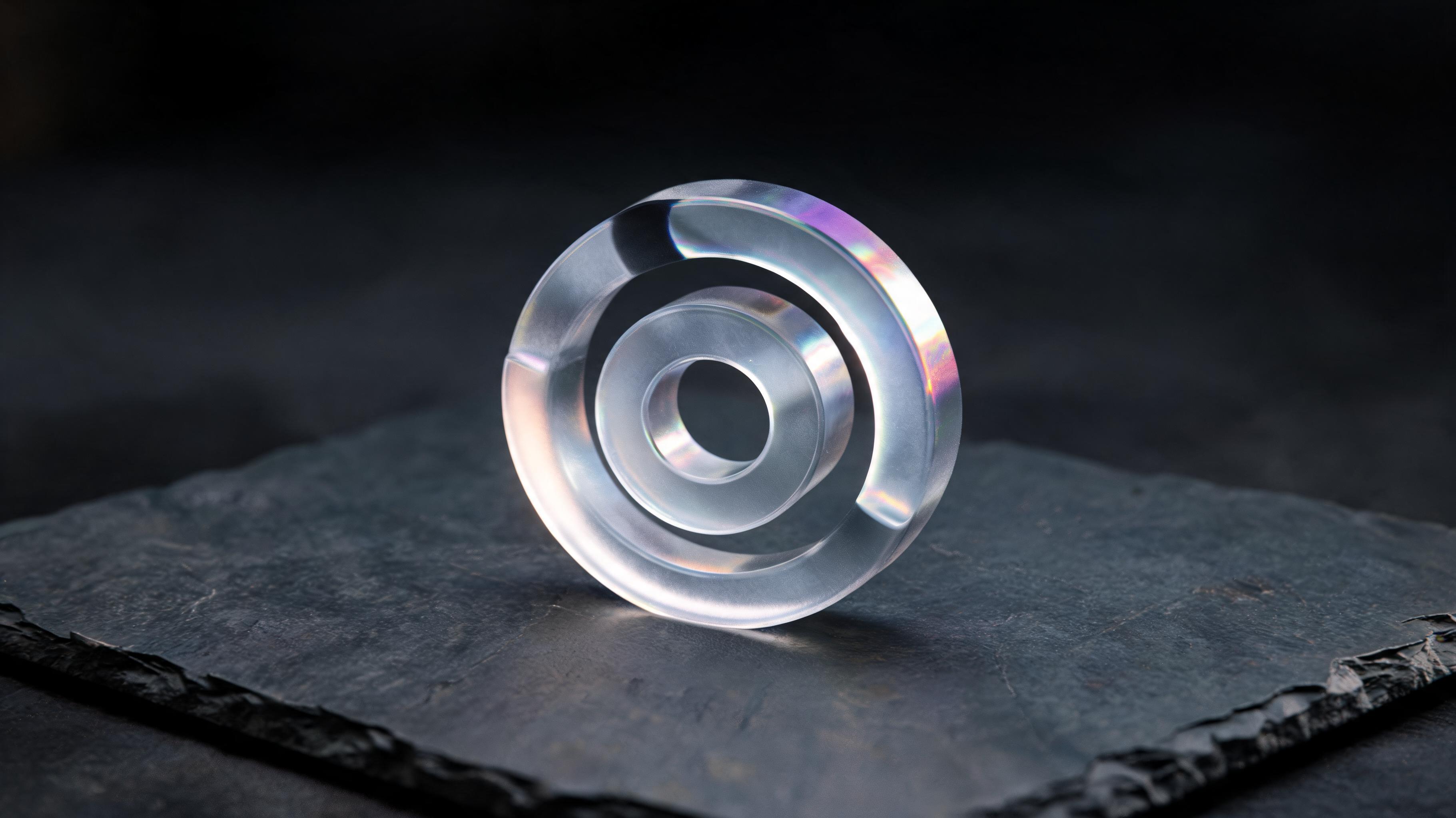 3D editorial rendering of the OpenAI logo in frosted glass with ambient studio lighting